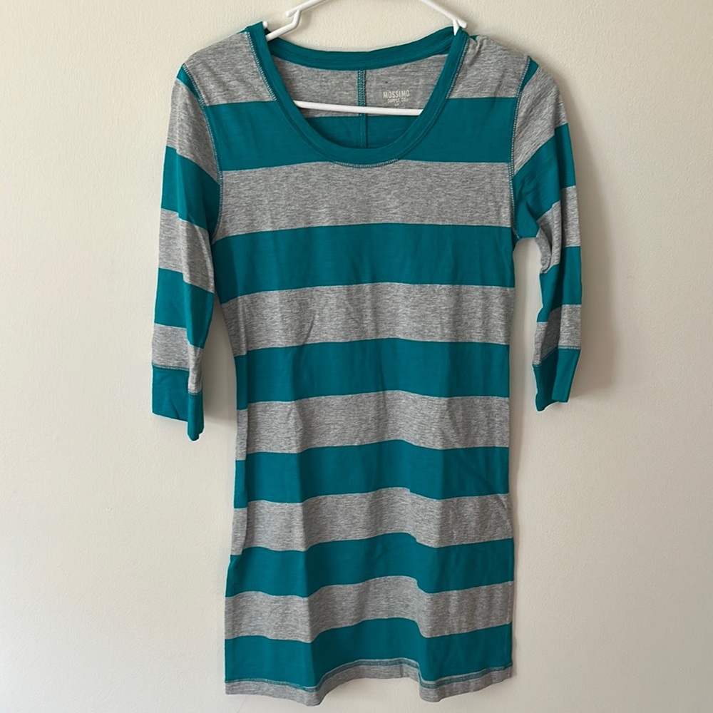 Mossimo Supply Co Green and Blue 3/4 Sleeve Mini Dress
